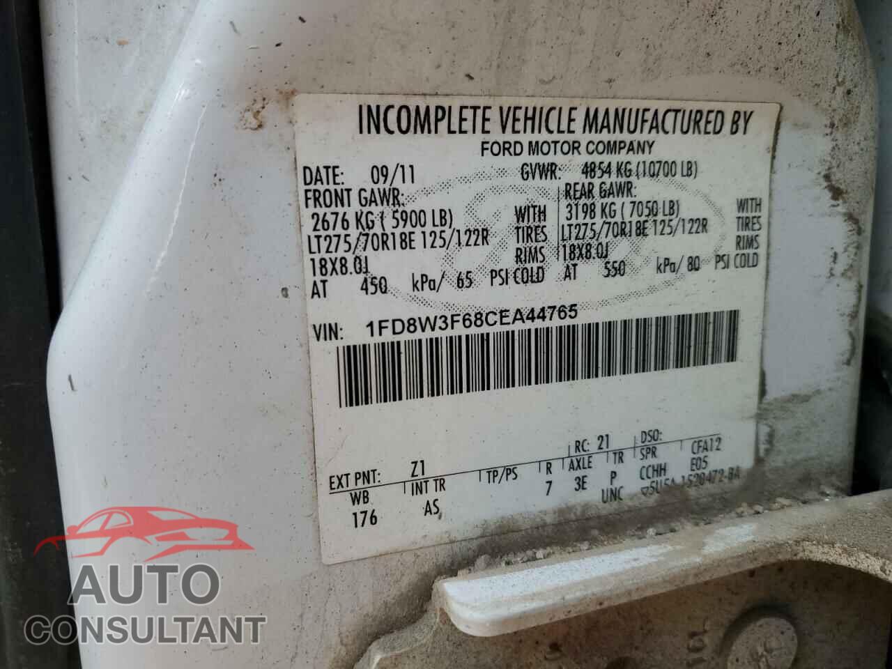 FORD F350 2012 - 1FD8W3F68CEA44765