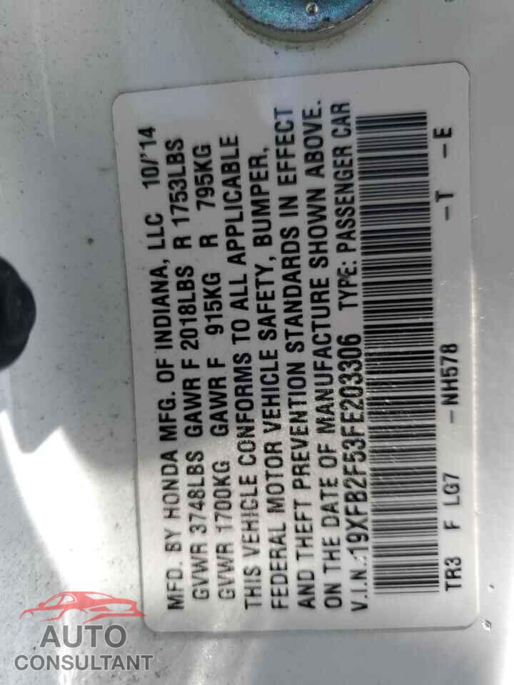 HONDA CIVIC 2015 - 19XFB2F53FE203306