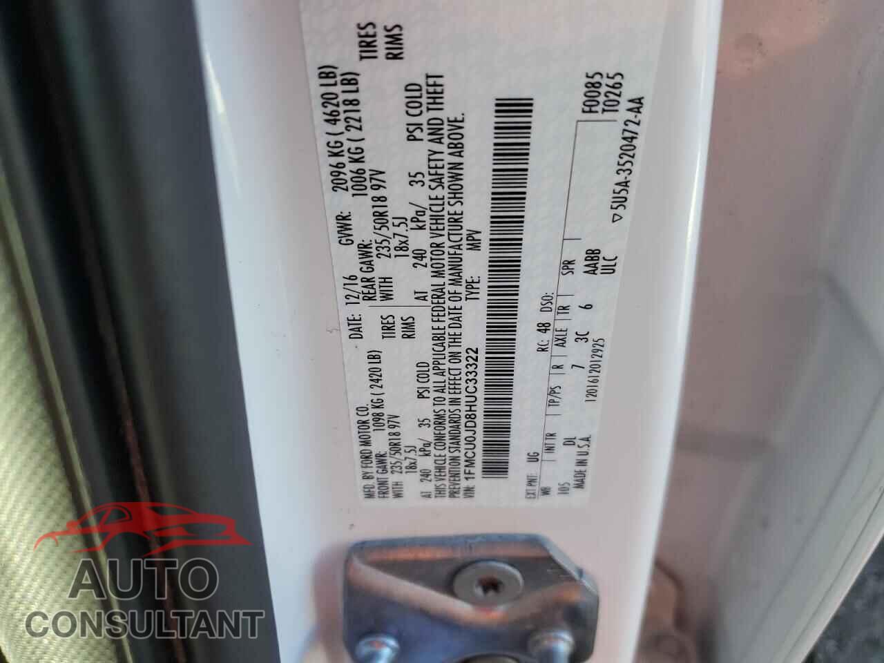 FORD ESCAPE 2017 - 1FMCU0JD8HUC33322