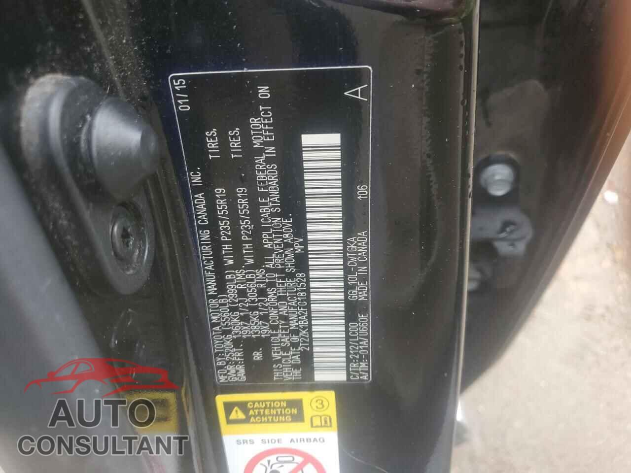LEXUS RX350 2015 - 2T2ZK1BA2FC181528