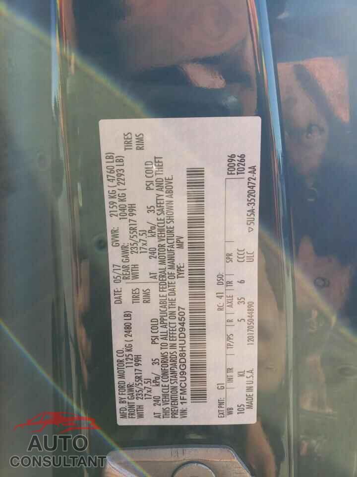 FORD ESCAPE 2017 - 1FMCU9GD8HUD94507