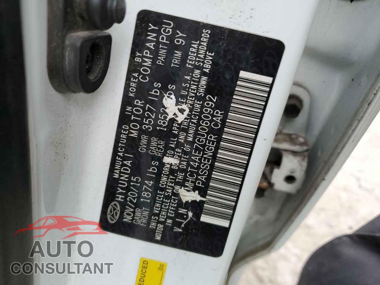 HYUNDAI ACCENT 2016 - KMHCT4AE7GU060992