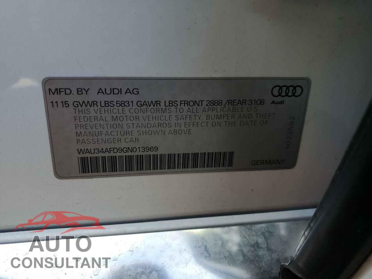 AUDI A8 2016 - WAU34AFD9GN013969