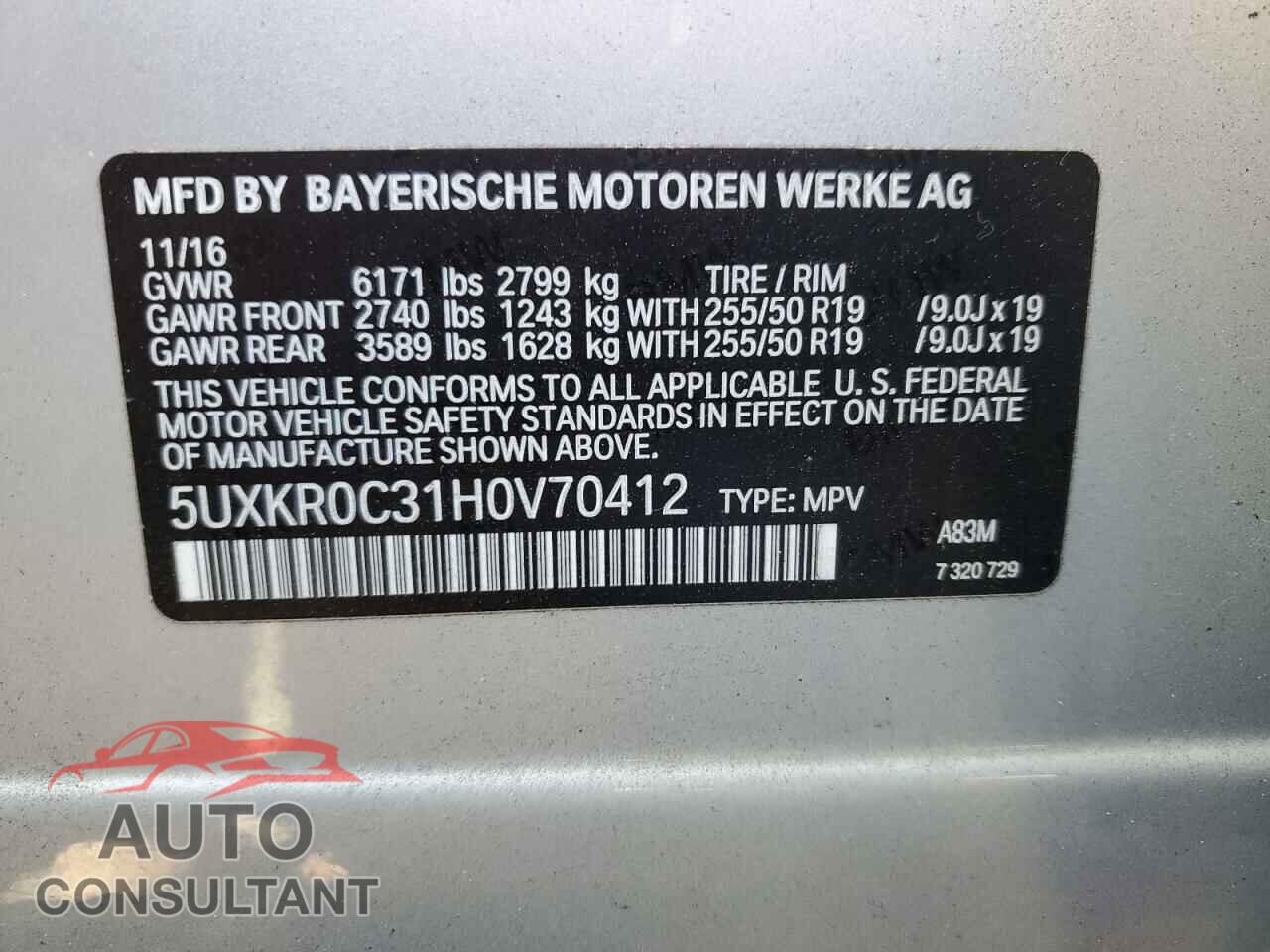 BMW X5 2017 - 5UXKR0C31H0V70412