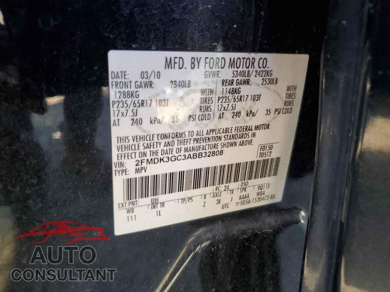FORD EDGE 2010 - 2FMDK3GC3ABB32808