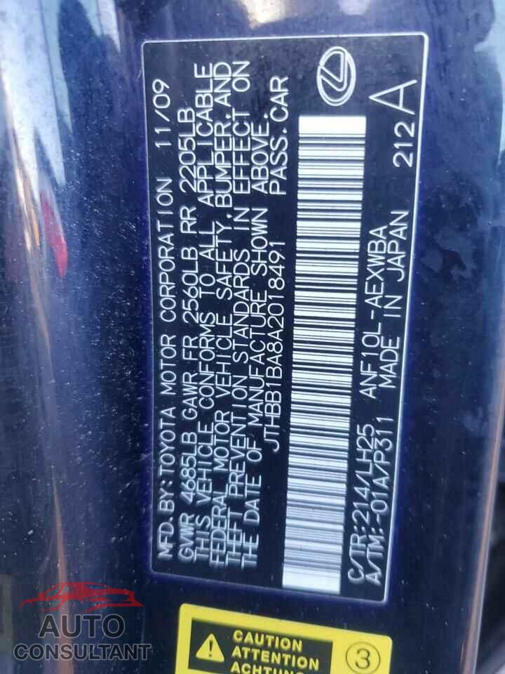 LEXUS HS 2010 - JTHBB1BA8A2018491