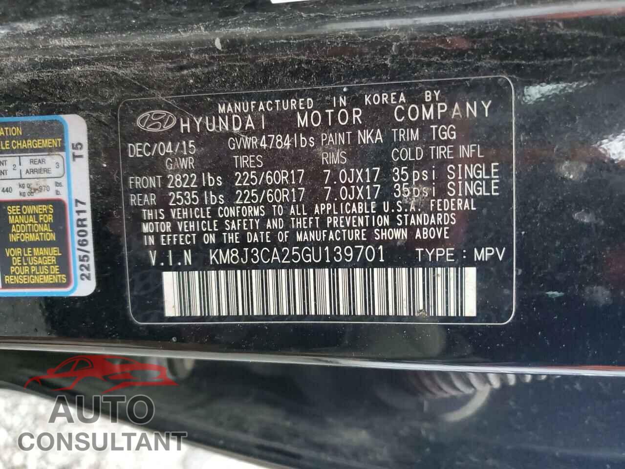 HYUNDAI TUCSON 2016 - KM8J3CA25GU139701