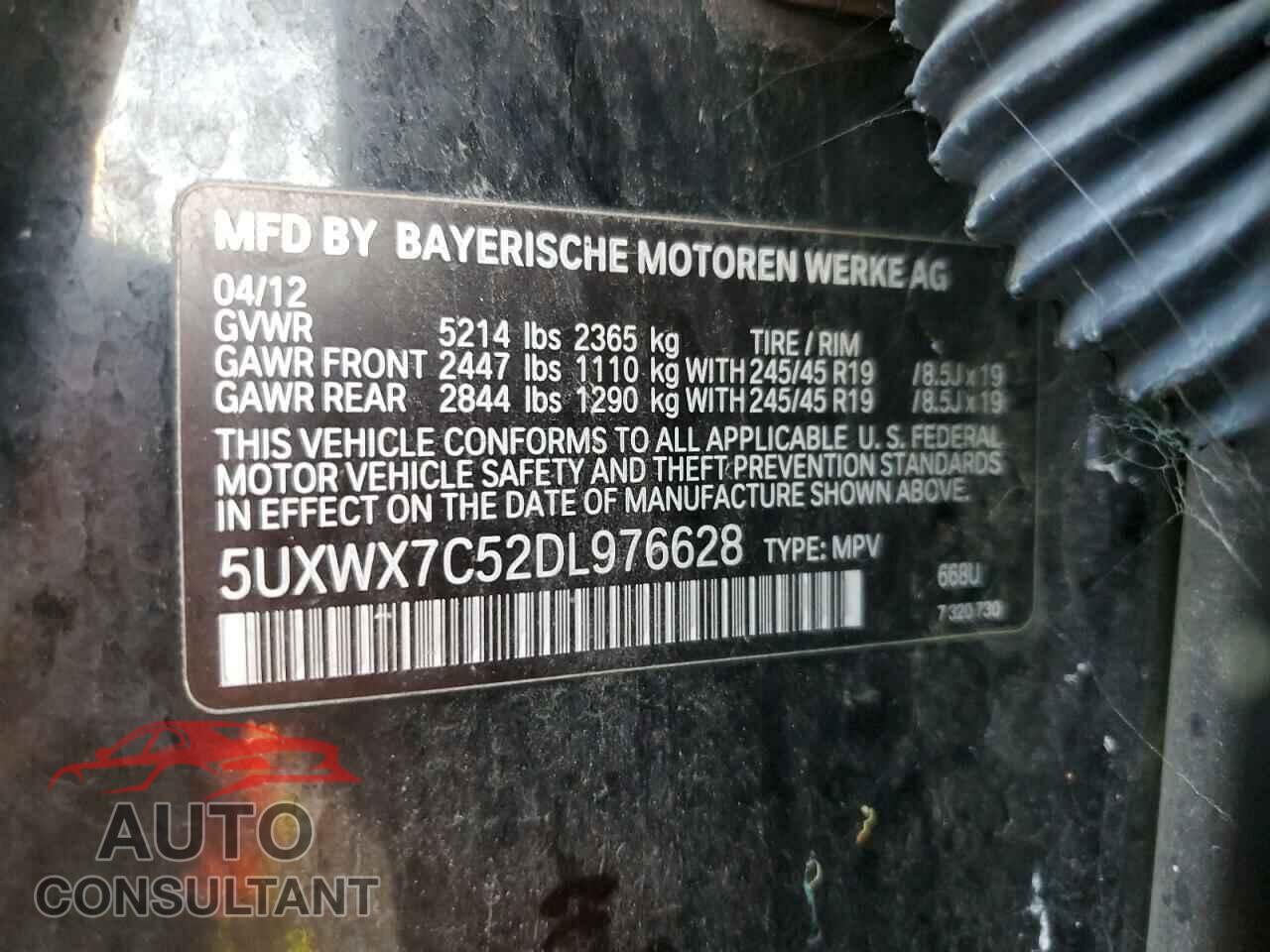 BMW X3 2013 - 5UXWX7C52DL976628