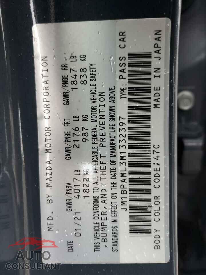 MAZDA 3 2021 - JM1BPAML3M1332397