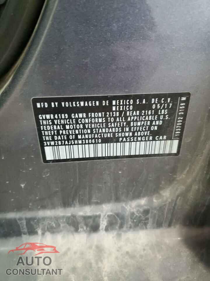 VOLKSWAGEN JETTA 2017 - 3VW2B7AJ5HM380610