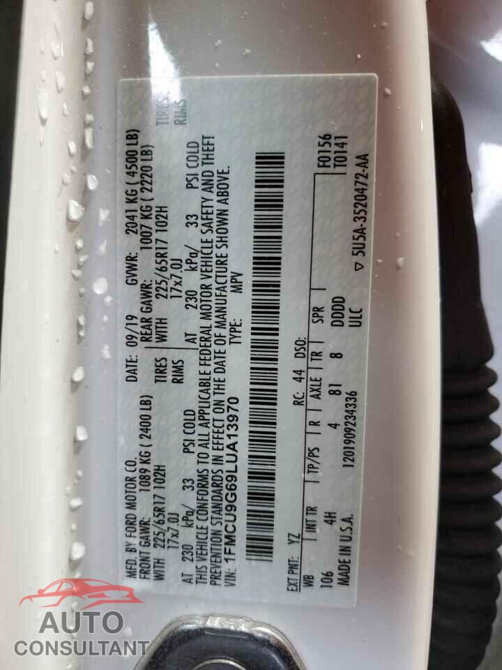 FORD ESCAPE 2020 - 1FMCU9G69LUA13970