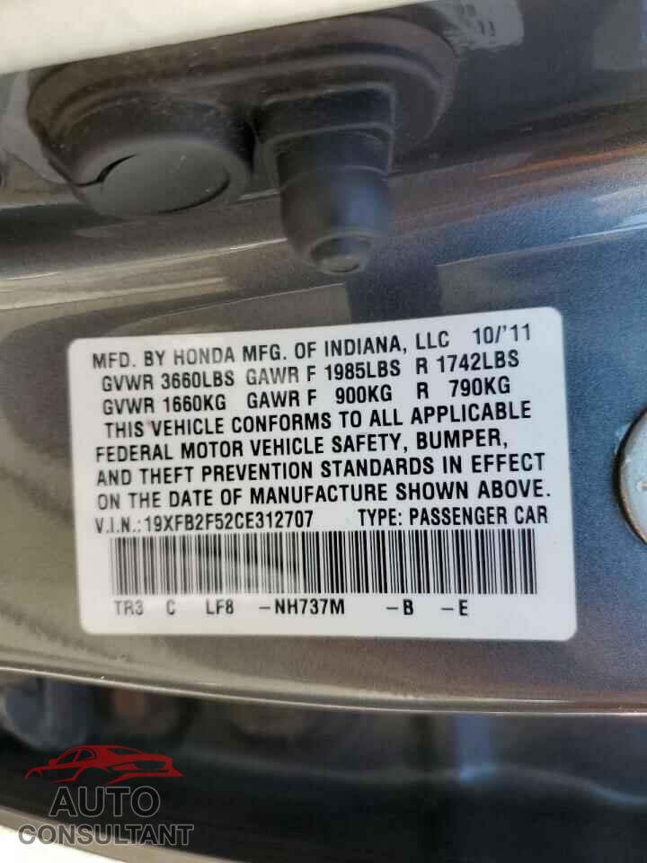 HONDA CIVIC 2012 - 19XFB2F52CE312707