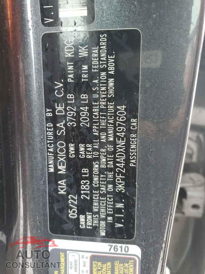 KIA FORTE 2022 - 3KPF24ADXNE497604