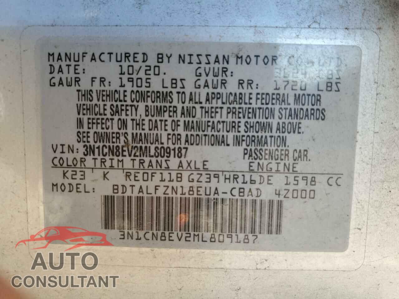 NISSAN VERSA 2021 - 3N1CN8EV2ML809187