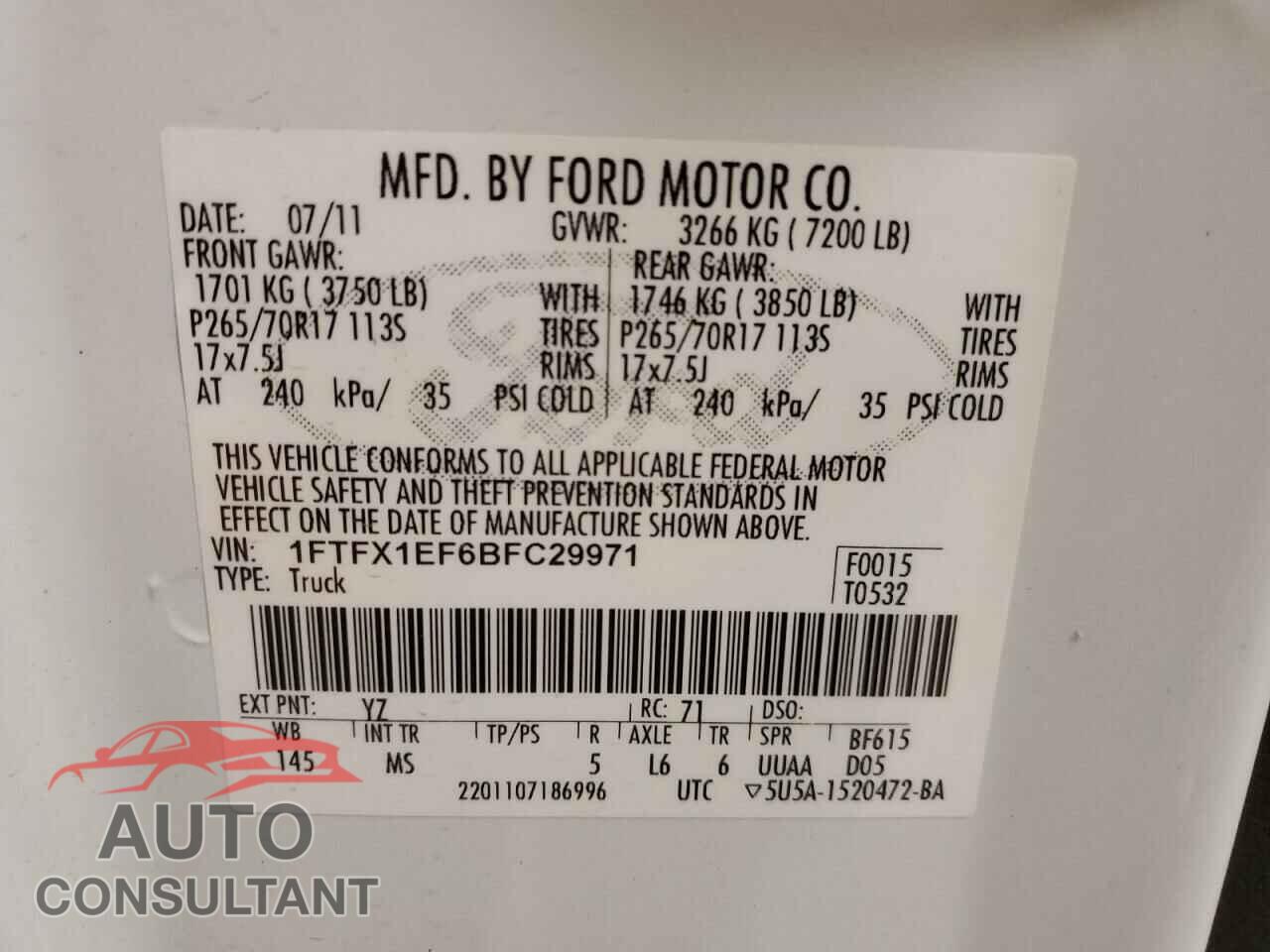 FORD F-150 2011 - 1FTFX1EF6BFC29971