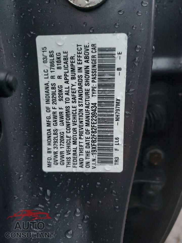 HONDA CIVIC 2015 - 19XFB2F82FE239434