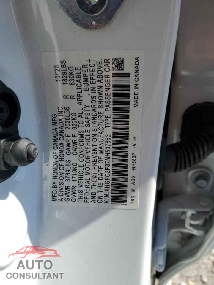 HONDA CIVIC 2021 - 2HGFC2F87MH507863