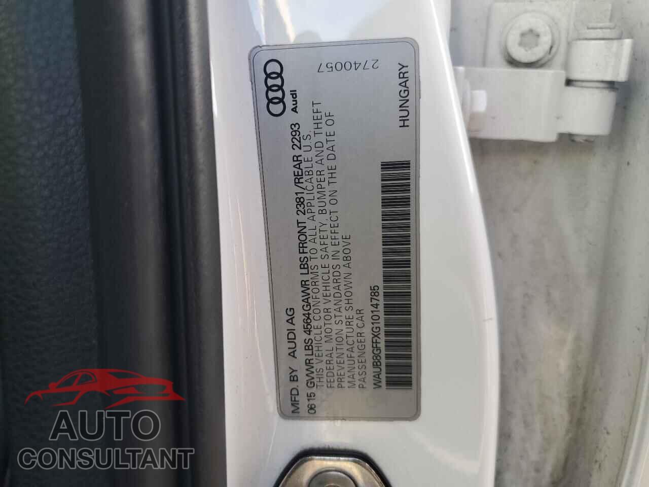AUDI A3 2016 - WAUB8GFFXG1014785