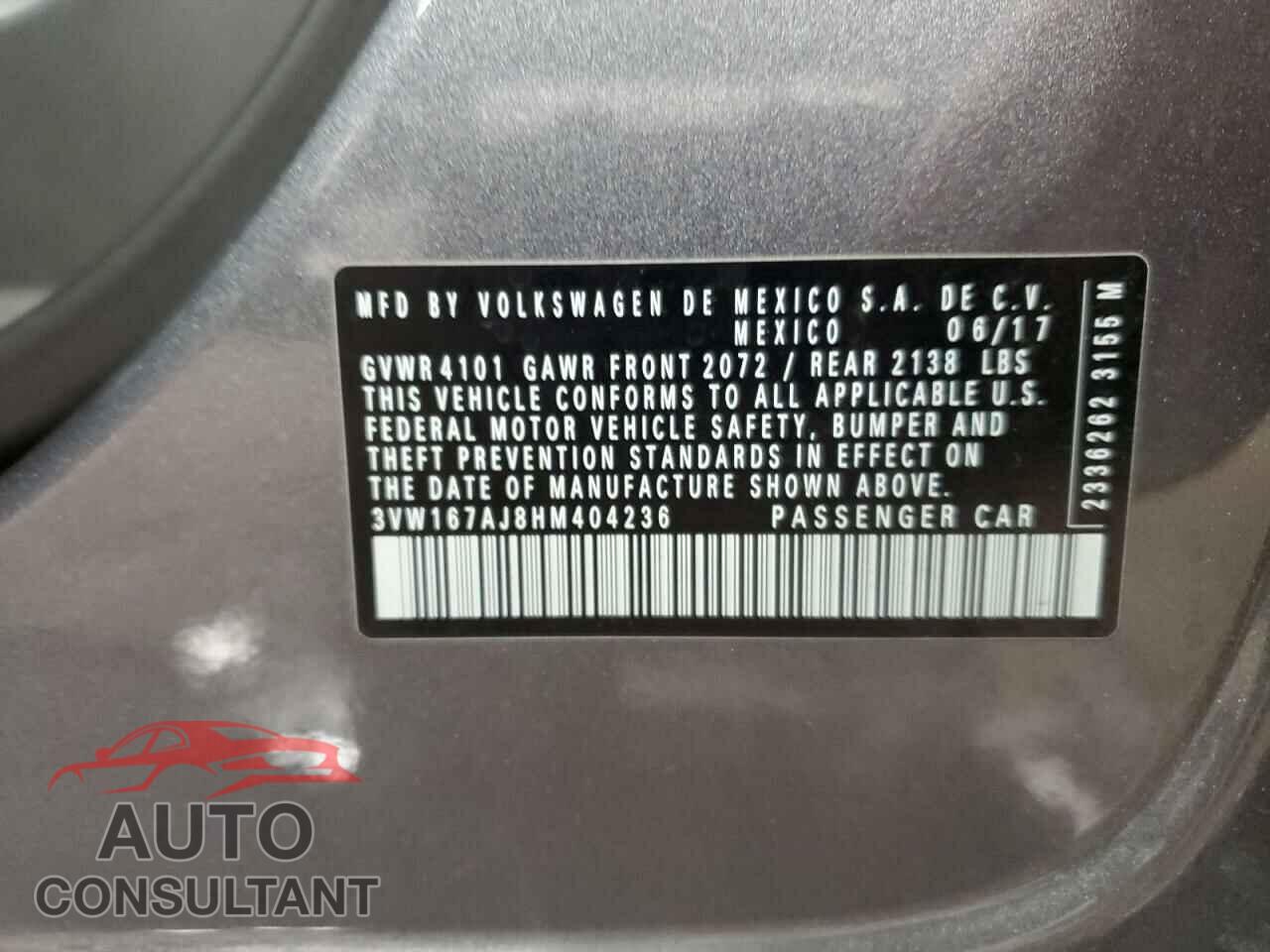VOLKSWAGEN JETTA 2017 - 3VW167AJ8HM404236