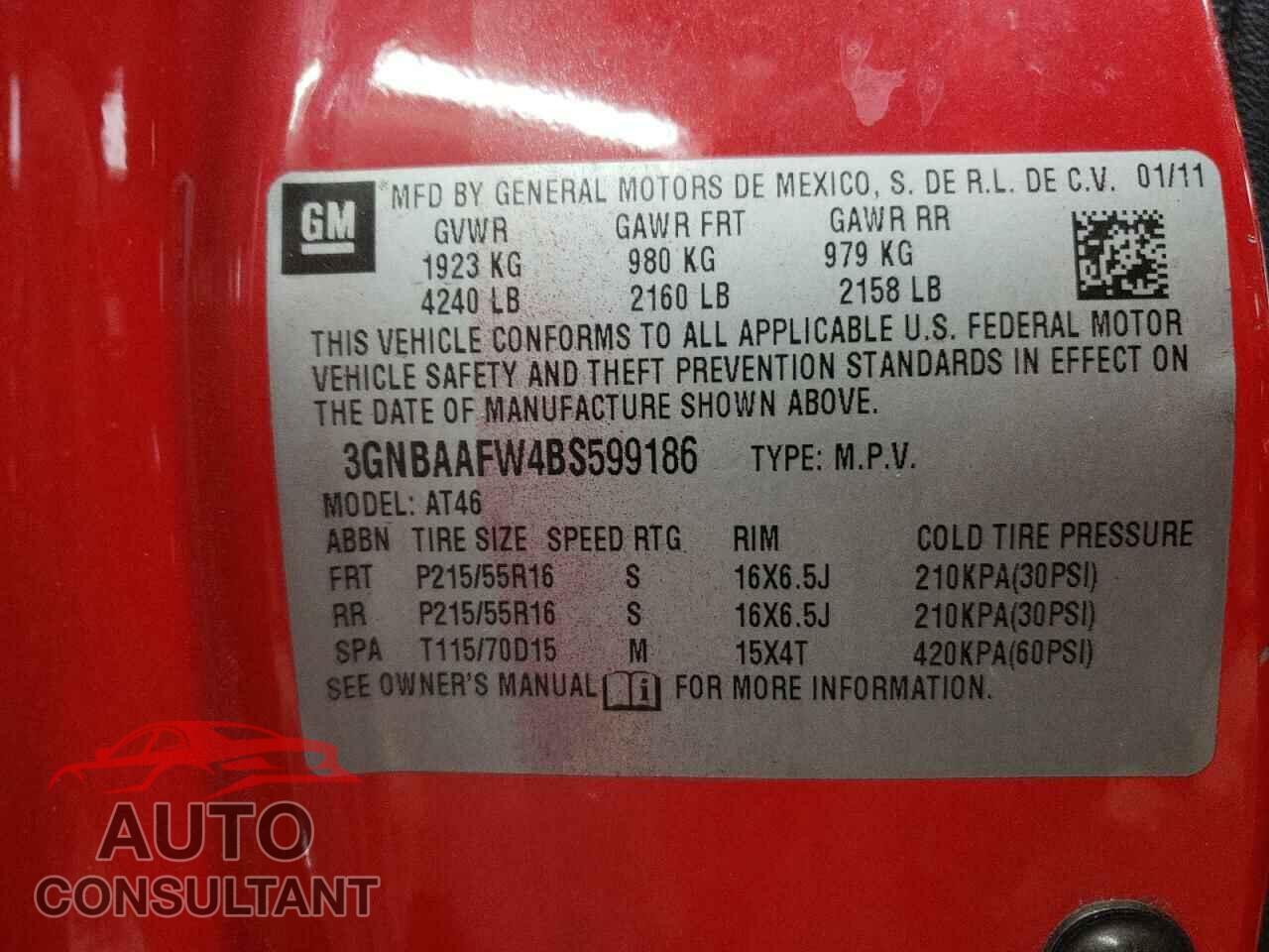 CHEVROLET HHR 2011 - 3GNBAAFW4BS599186