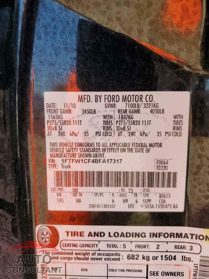 FORD F-150 2011 - 1FTFW1CF4BFA17317