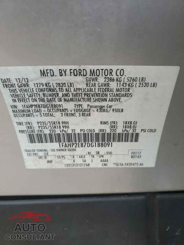 FORD TAURUS 2013 - 1FAHP2E87DG188091