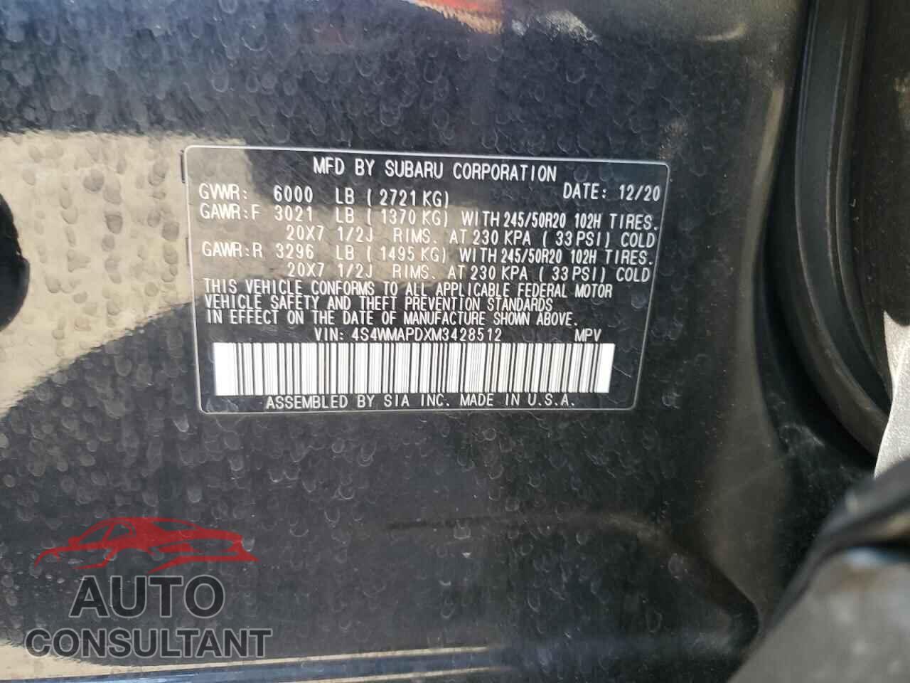 SUBARU ASCENT 2021 - 4S4WMAPDXM3428512