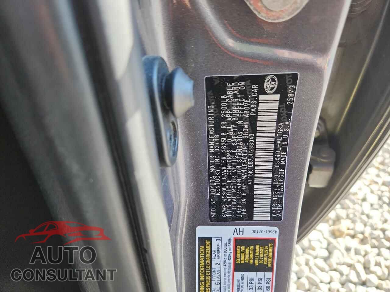 TOYOTA AVALON 2018 - 4T1BK1EB7JU288043