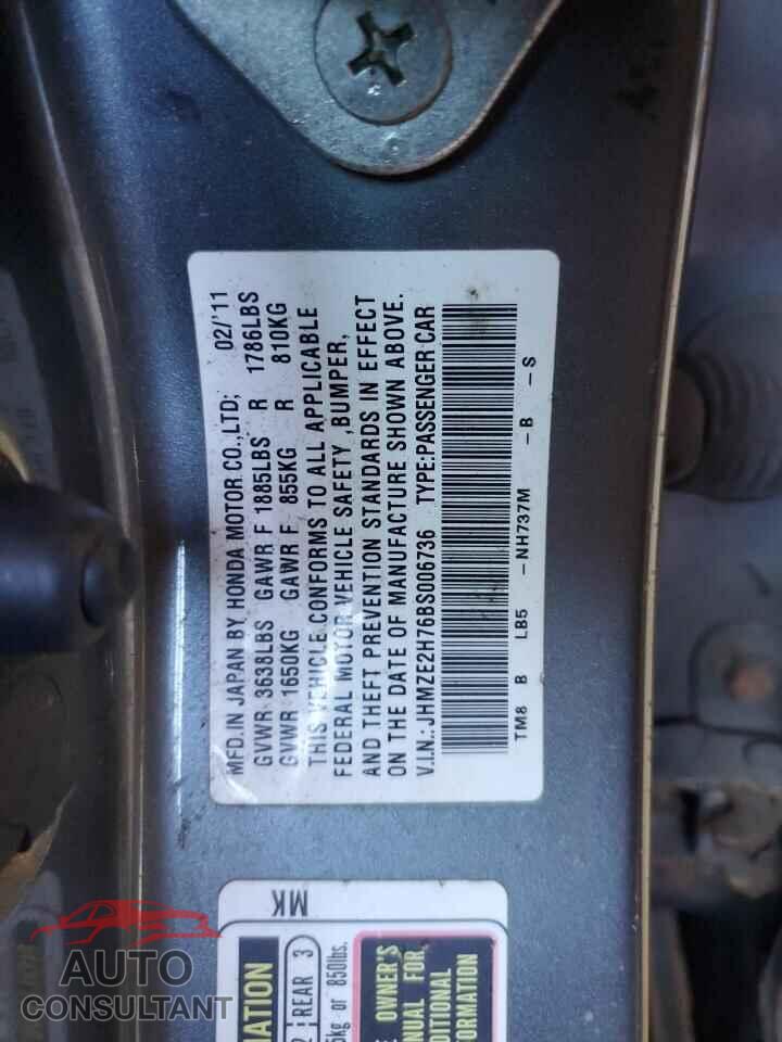 HONDA INSIGHT 2011 - JHMZE2H76BS006736
