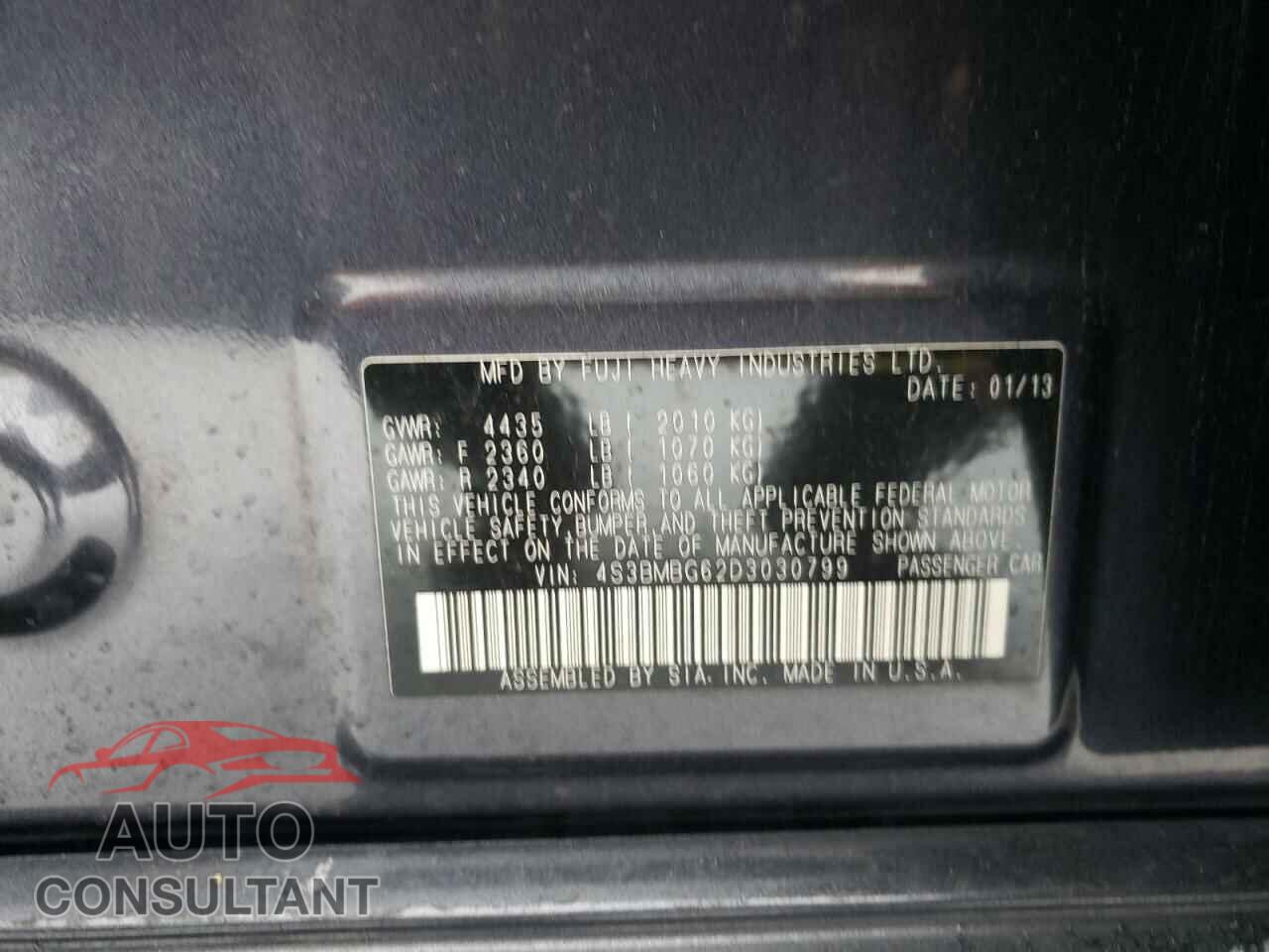 SUBARU LEGACY 2013 - 4S3BMBG62D3030799