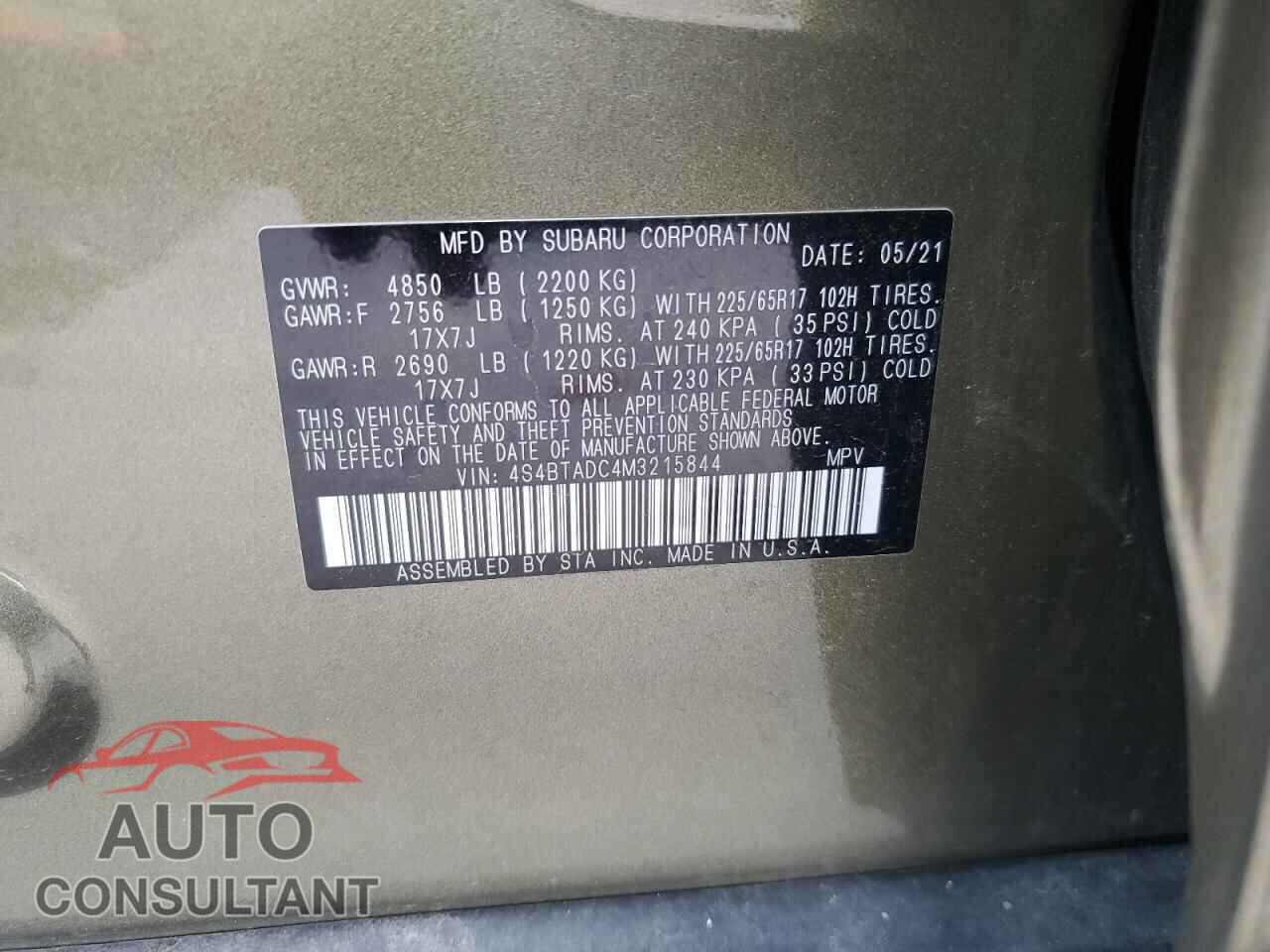 SUBARU OUTBACK 2021 - 4S4BTADC4M3215844
