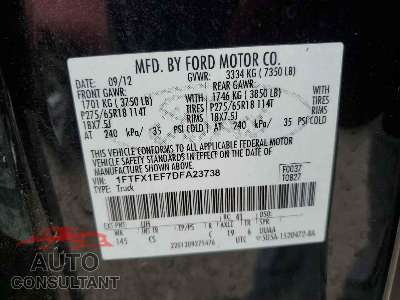 FORD F-150 2013 - 1FTFX1EF7DFA23738