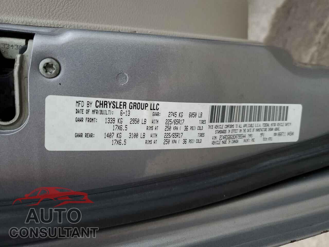 DODGE CARAVAN 2013 - 2C4RDGBG9DR795544