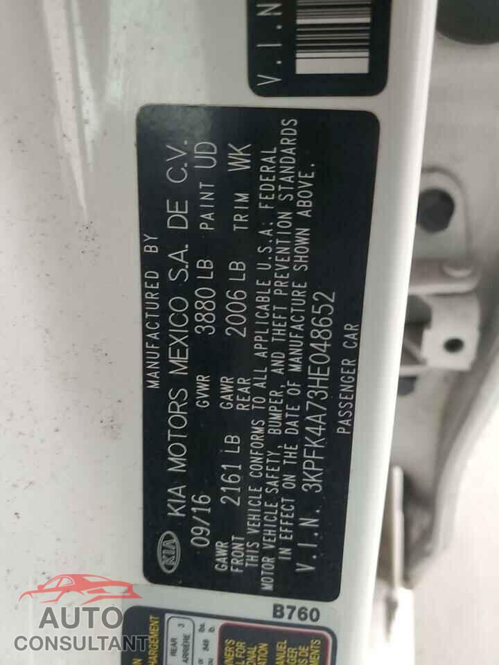 KIA FORTE 2017 - 3KPFK4A73HE048652