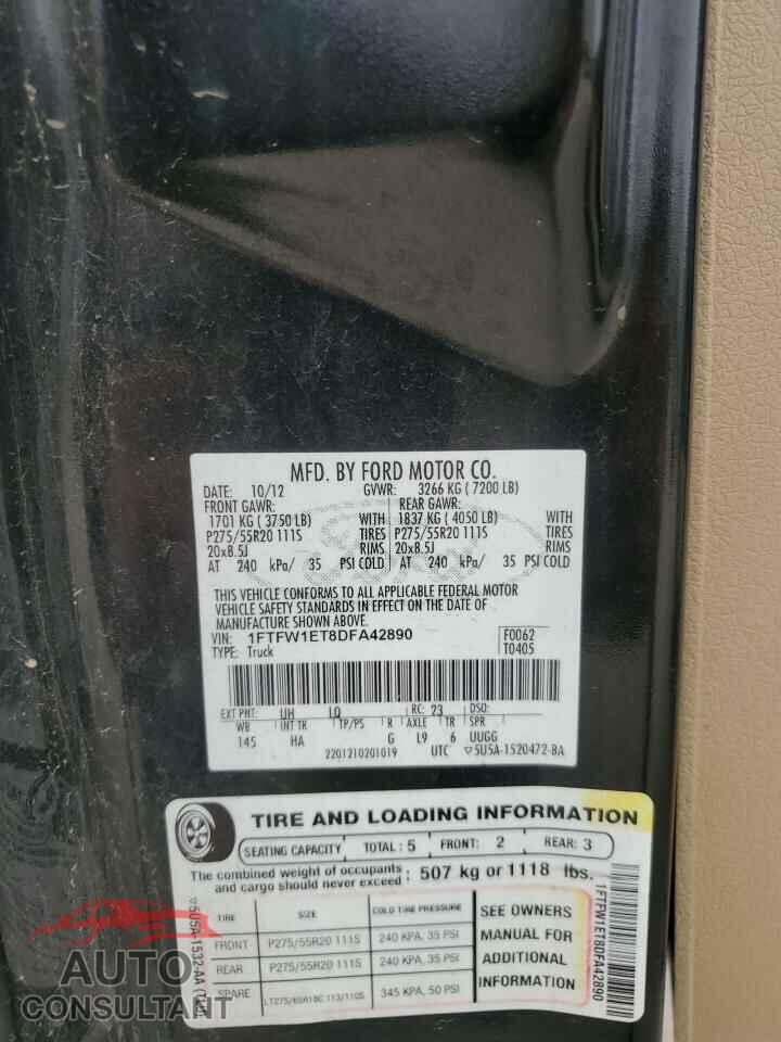 FORD F-150 2013 - 1FTFW1ET8DFA42890