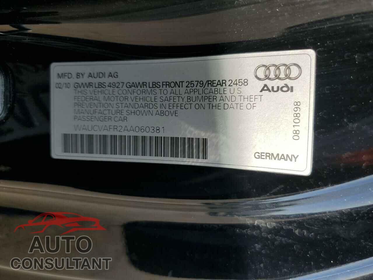 AUDI S5/RS5 2010 - WAUCVAFR2AA060381