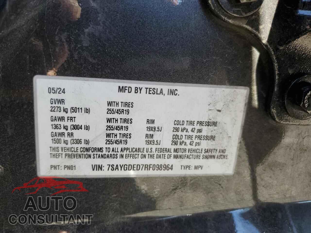 TESLA MODEL Y 2024 - 7SAYGDED7RF098964