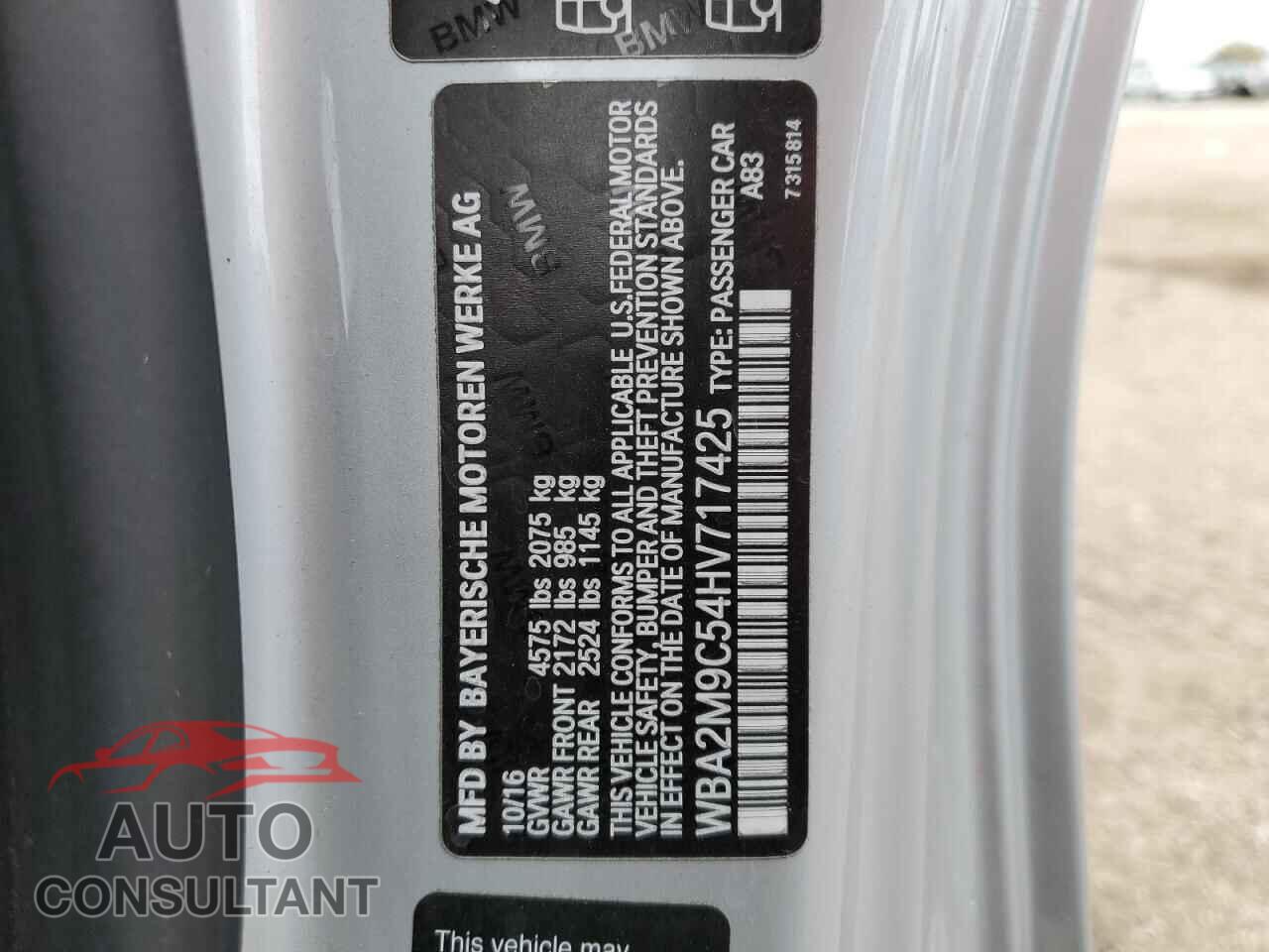 BMW 2 SERIES 2017 - WBA2M9C54HV717425
