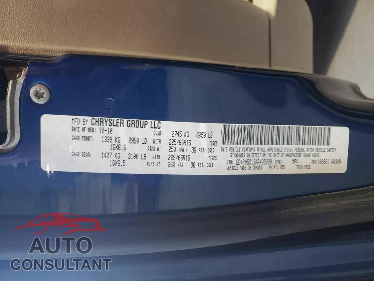 DODGE CARAVAN 2010 - 2D4RN5D13AR488699