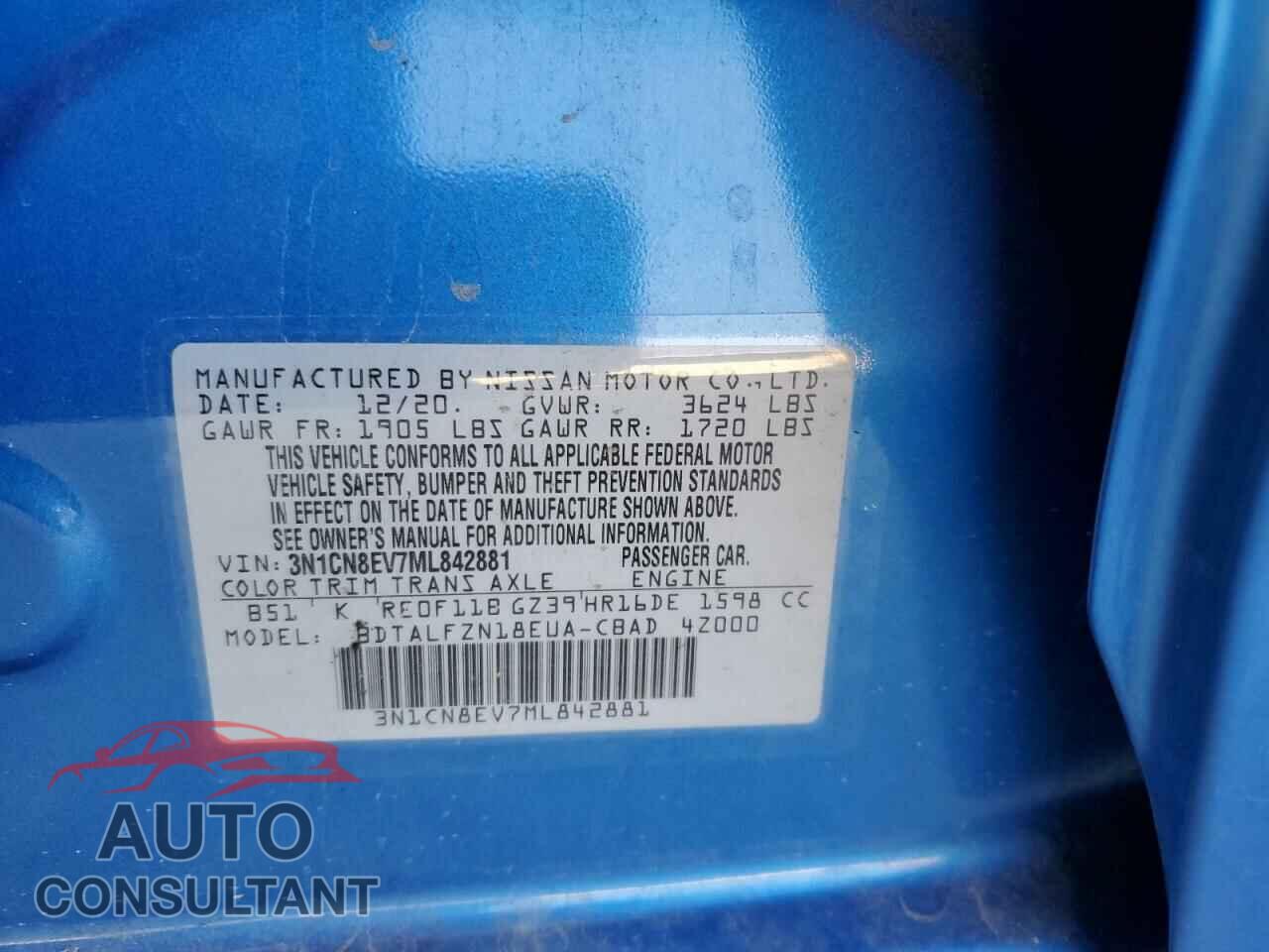 NISSAN VERSA 2021 - 3N1CN8EV7ML842881