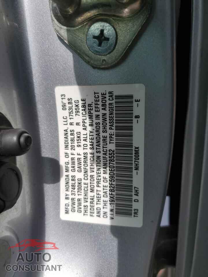 HONDA CIVIC 2013 - 19XFB2F59DE078552