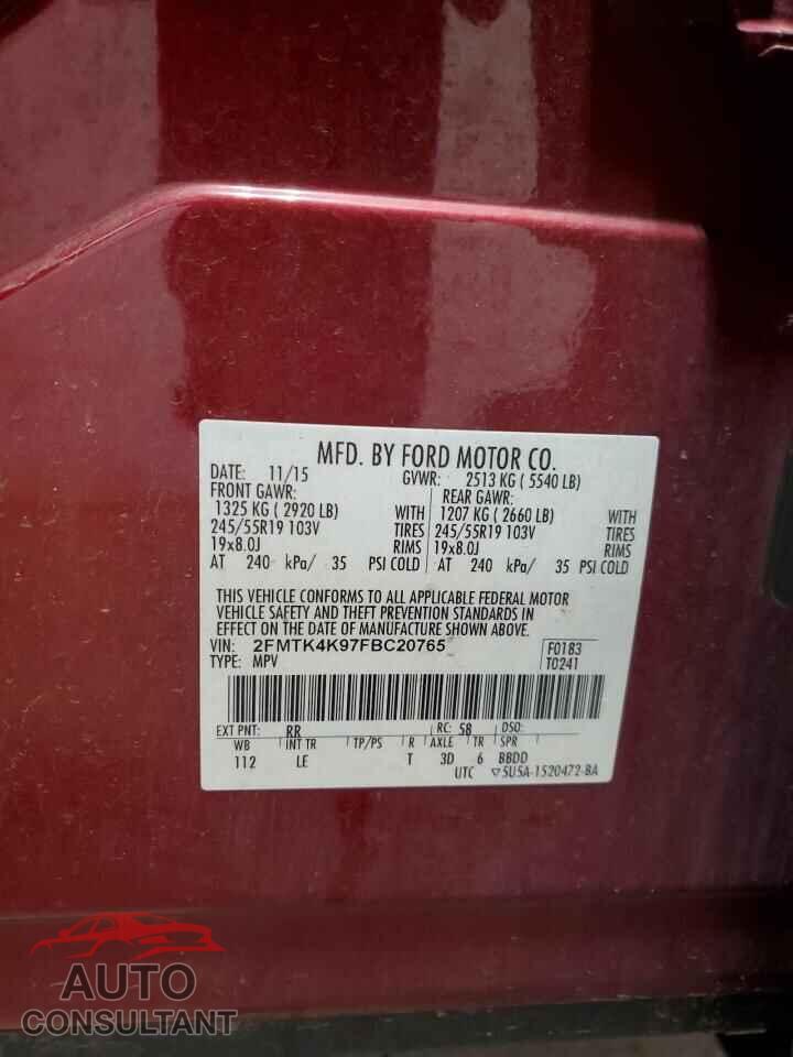 FORD EDGE 2015 - 2FMTK4K97FBC20765