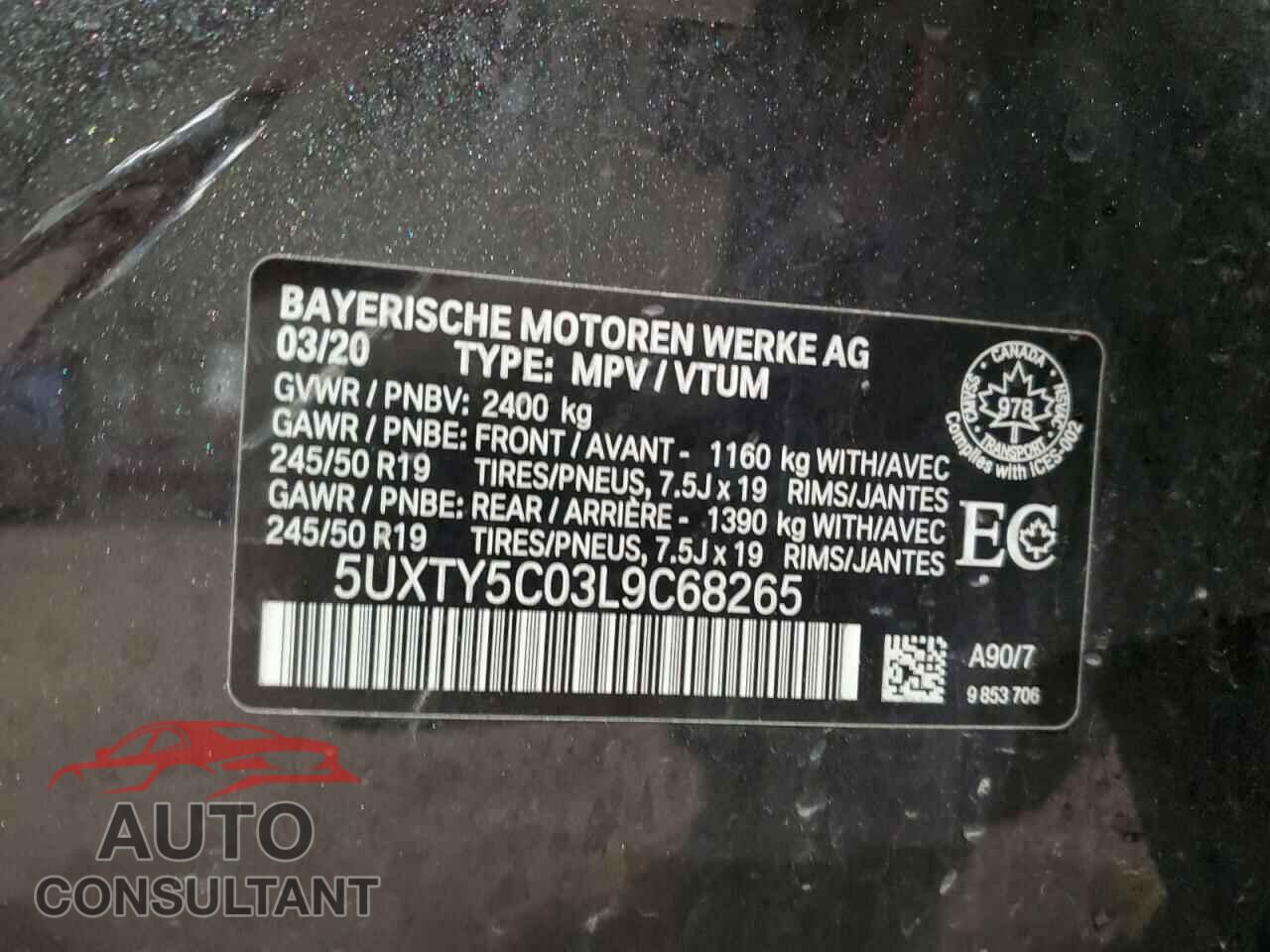 BMW X3 2020 - 5UXTY5C03L9C68265