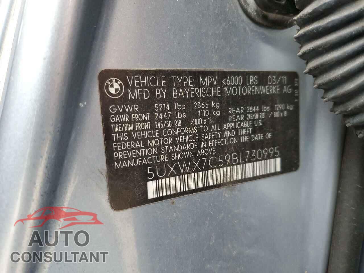 BMW X3 2011 - 5UXWX7C59BL730995