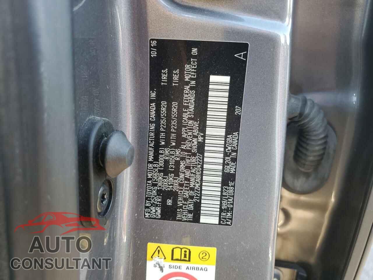 LEXUS RX350 2017 - 2T2ZZMCA8HC042227