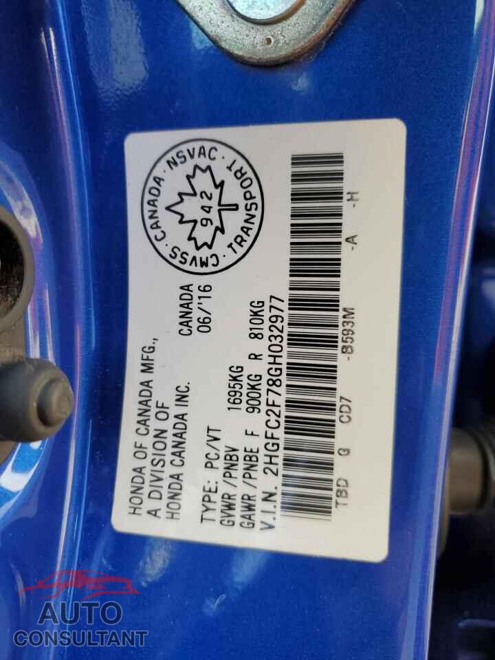 HONDA CIVIC 2016 - 2HGFC2F78GH032977