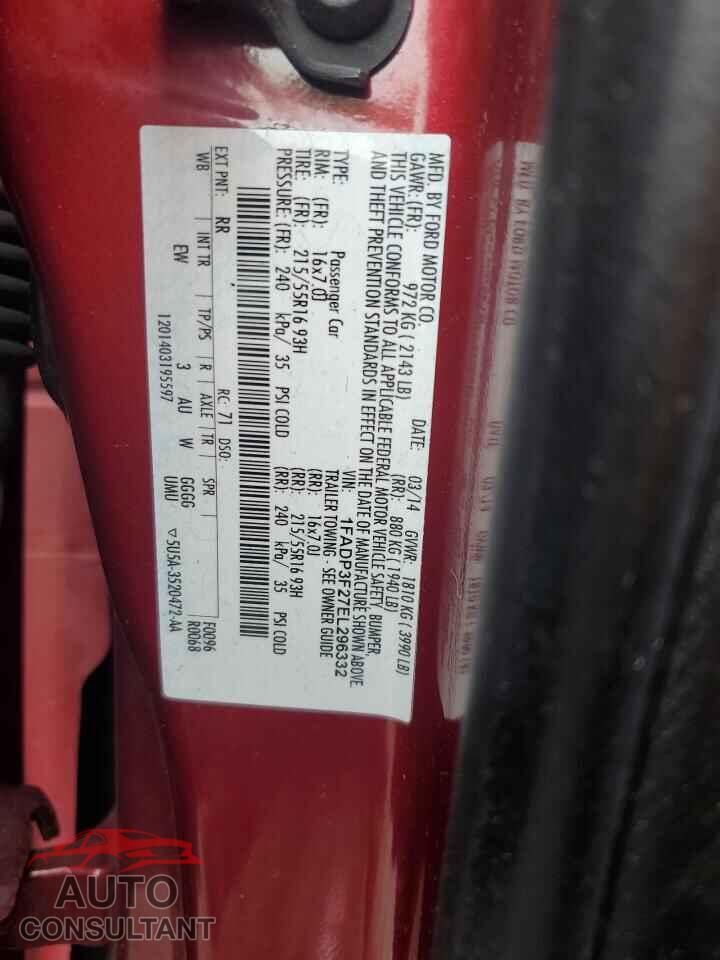 FORD FOCUS 2014 - 1FADP3F27EL296332