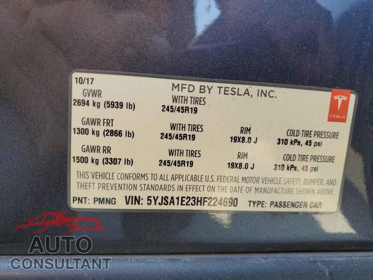 TESLA MODEL S 2017 - 5YJSA1E23HF224690