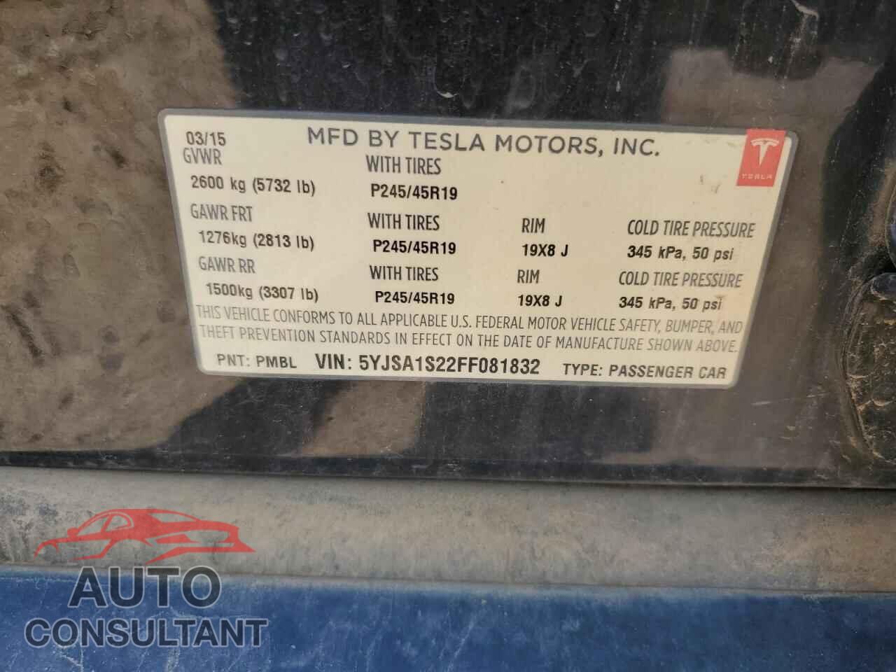 TESLA MODEL S 2015 - 5YJSA1S22FF081832