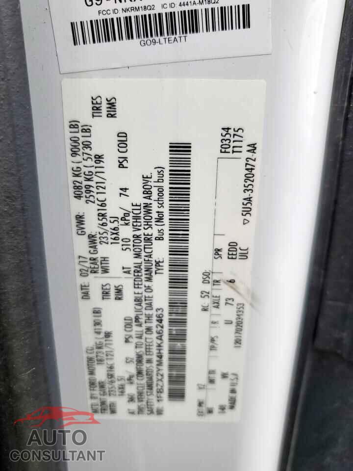 FORD TRANSIT 2017 - 1FBZX2YM4HKA62463